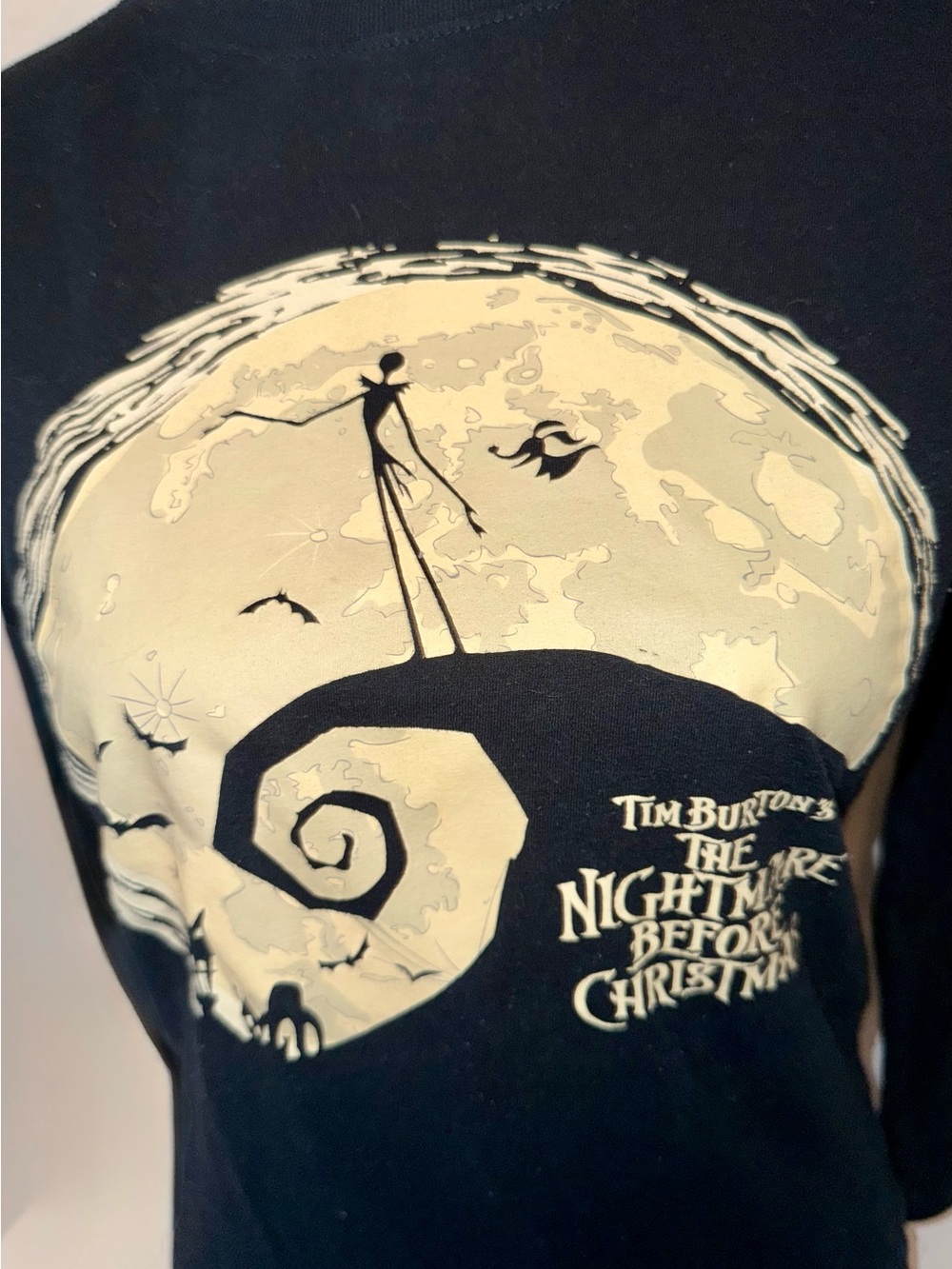 Disney Black Long-Sleeve The Nightmare Before Christmas Graphic Tee Kids 10/12 - Picture 2 of 5